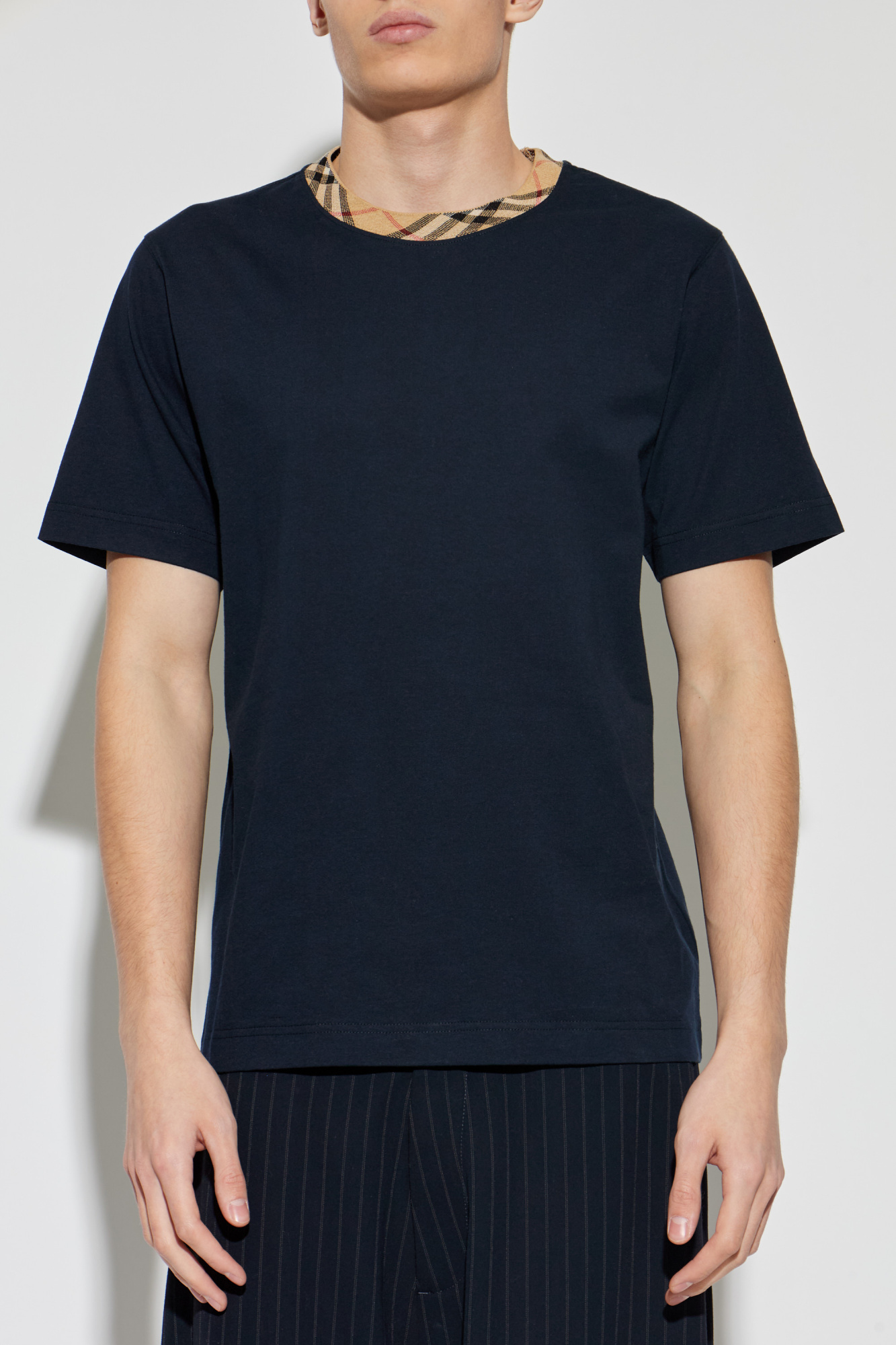 Burberry T-shirt with plaid trim | Men's | Vitkac